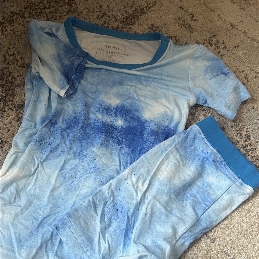 Little Sleepies Kids Pajama Set in Blue and White